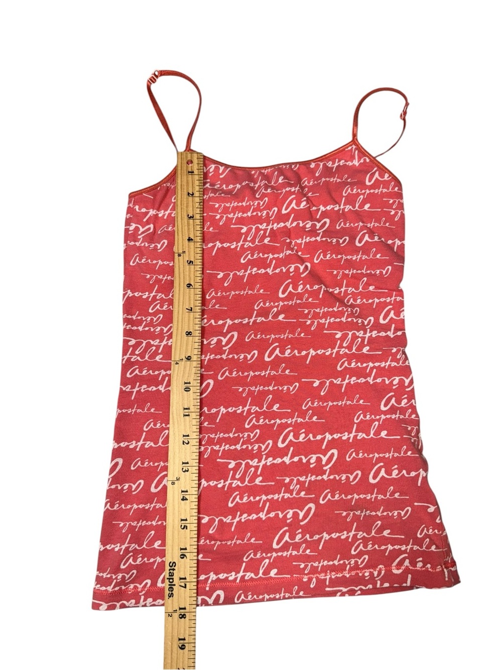 VTG Aeropostale Coral Logo Cami Tank Top XS Spaghetti Strap Fitted Stretch Y2K - Picture 11 of 11